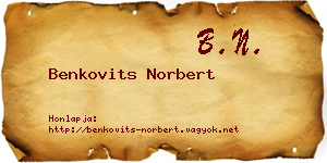 Benkovits Norbert névjegykártya