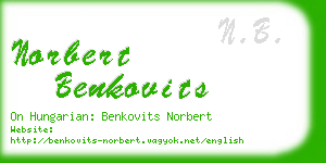 norbert benkovits business card